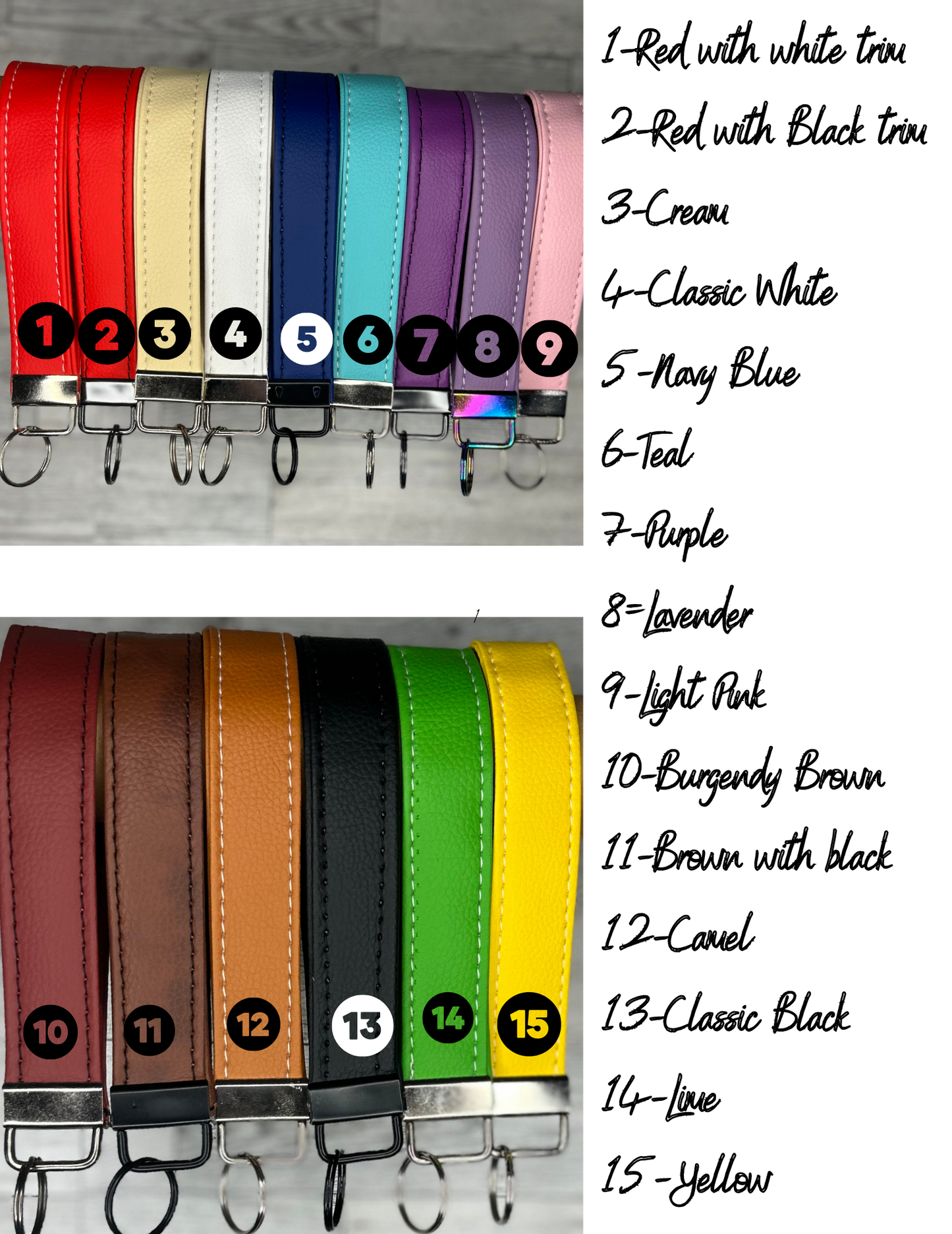 Faux Leather Wristlet Keychains