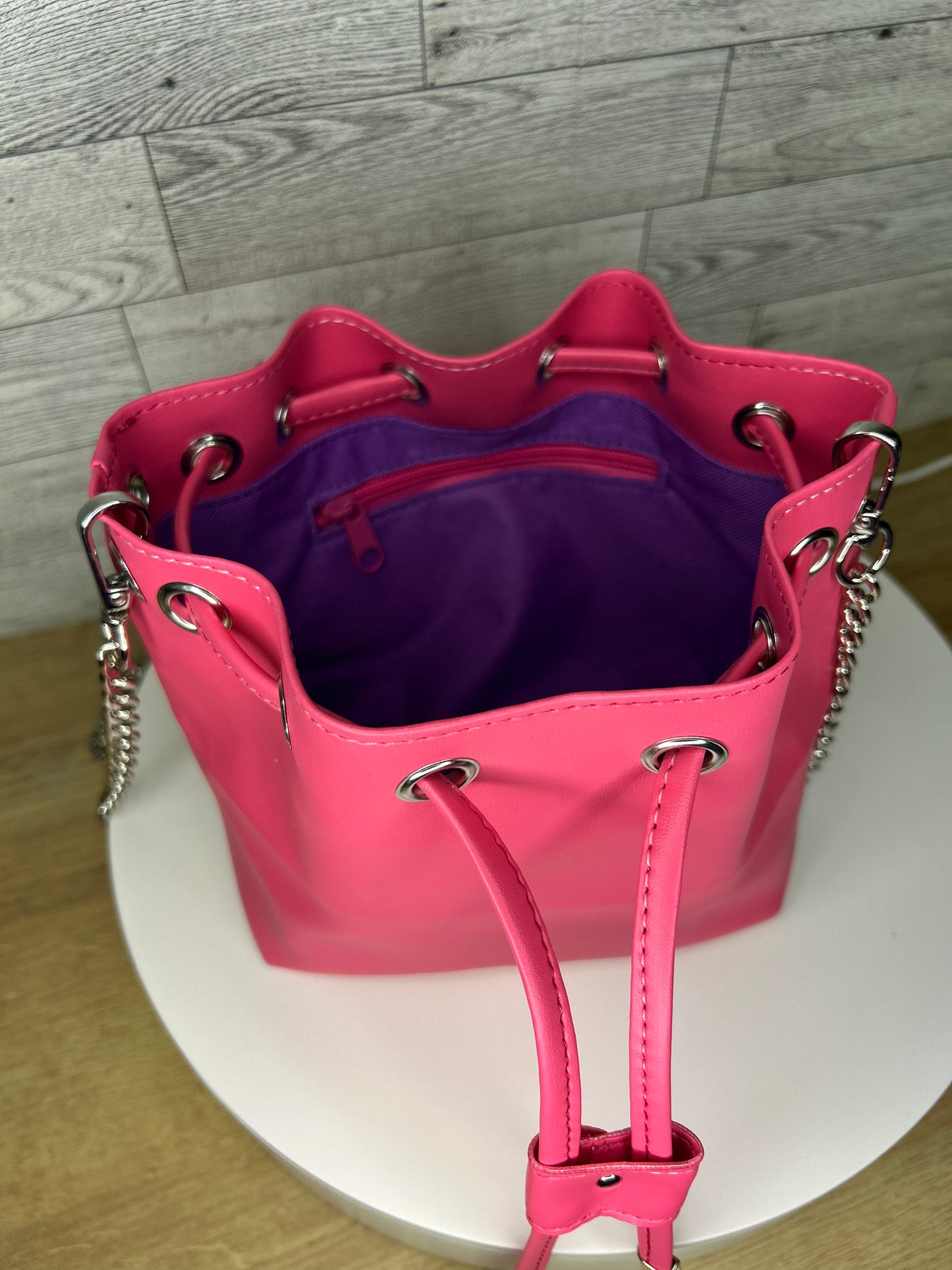 Hot Pink Shimere Bucket Bag