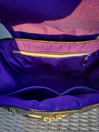 Black Croc Clover Convertible Bag