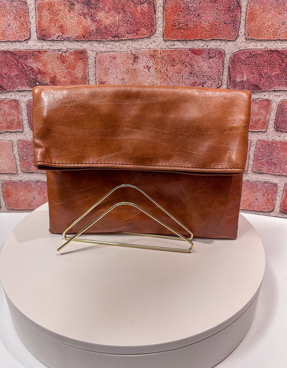 Camel Fold Over Clutch