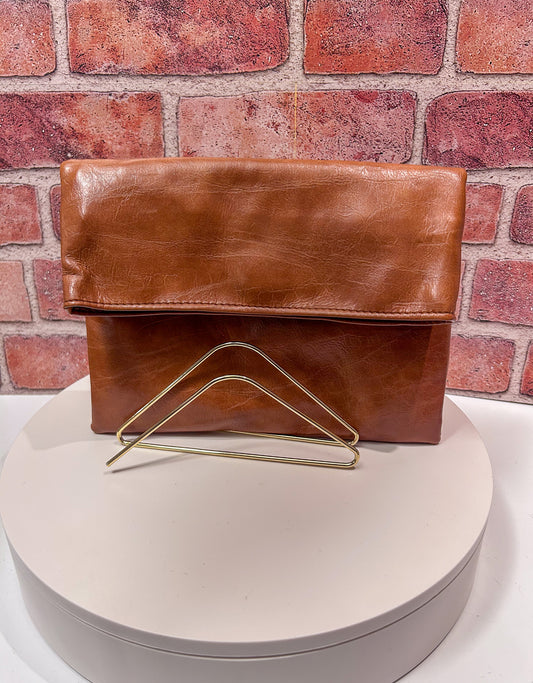 Camel Fold Over Clutch