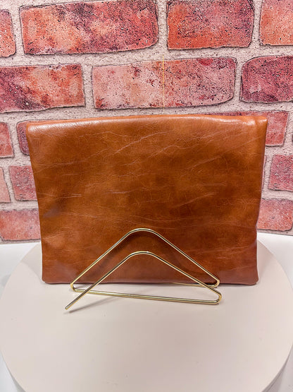 Camel Fold Over Clutch
