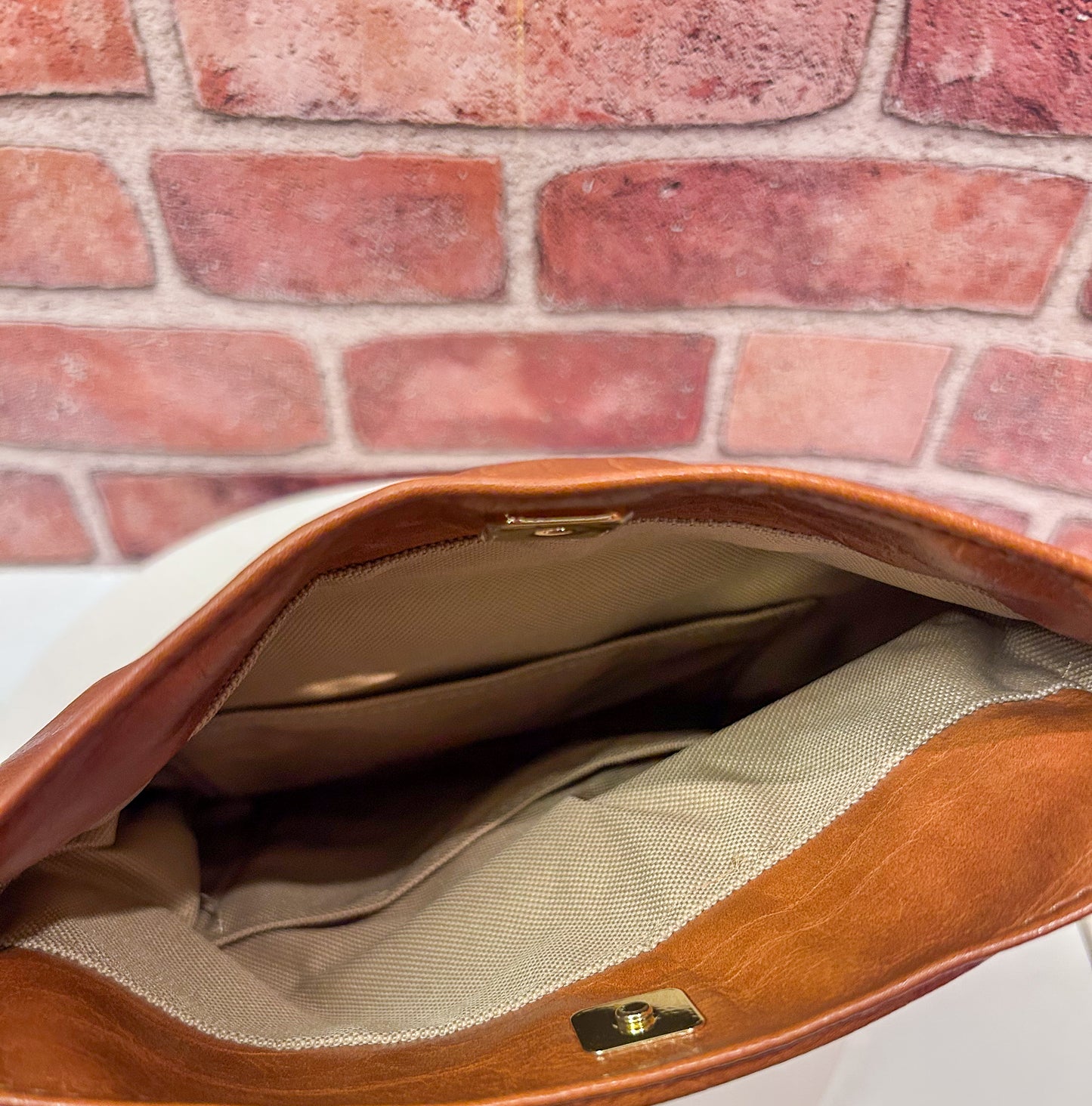 Camel Fold Over Clutch