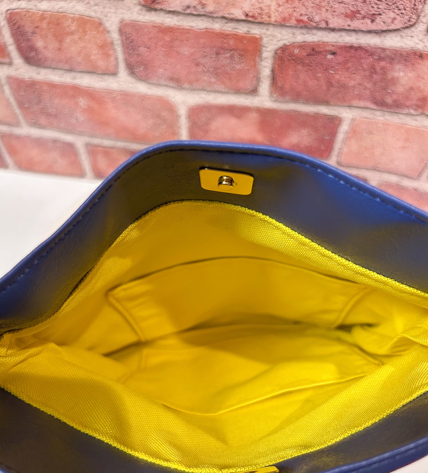 Blue Vinyl Foldover Clutch