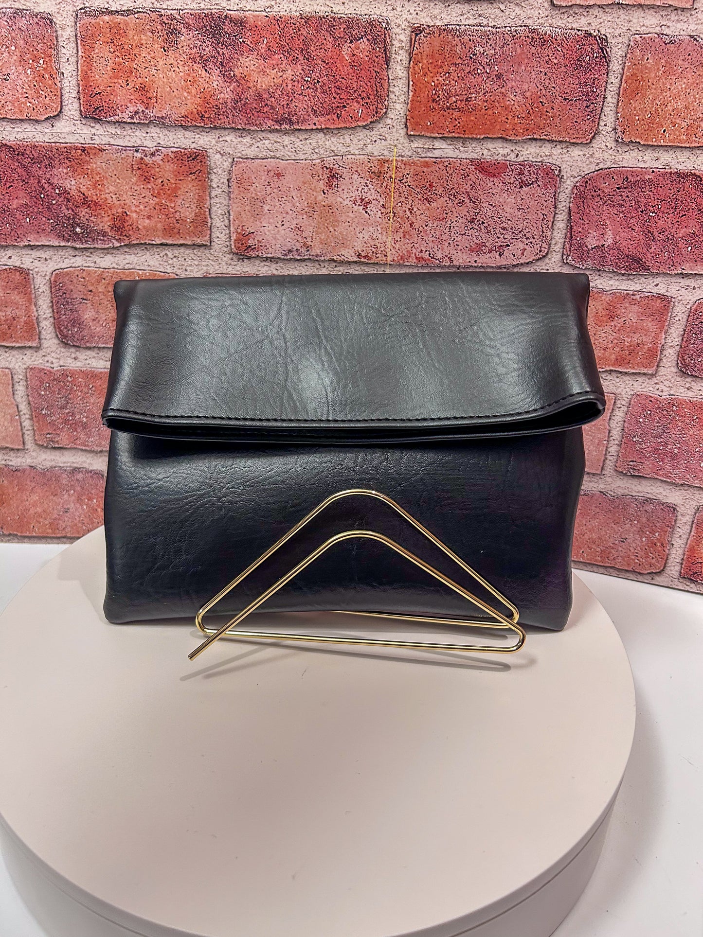Matte Black Foldover Clutch