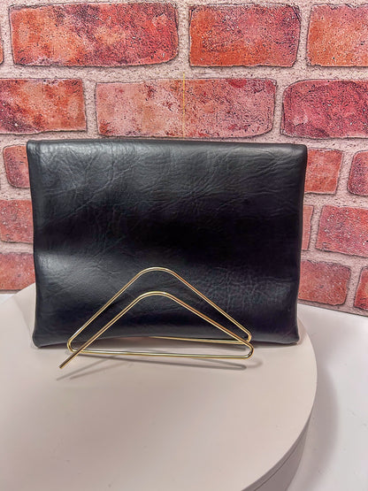 Matte Black Foldover Clutch